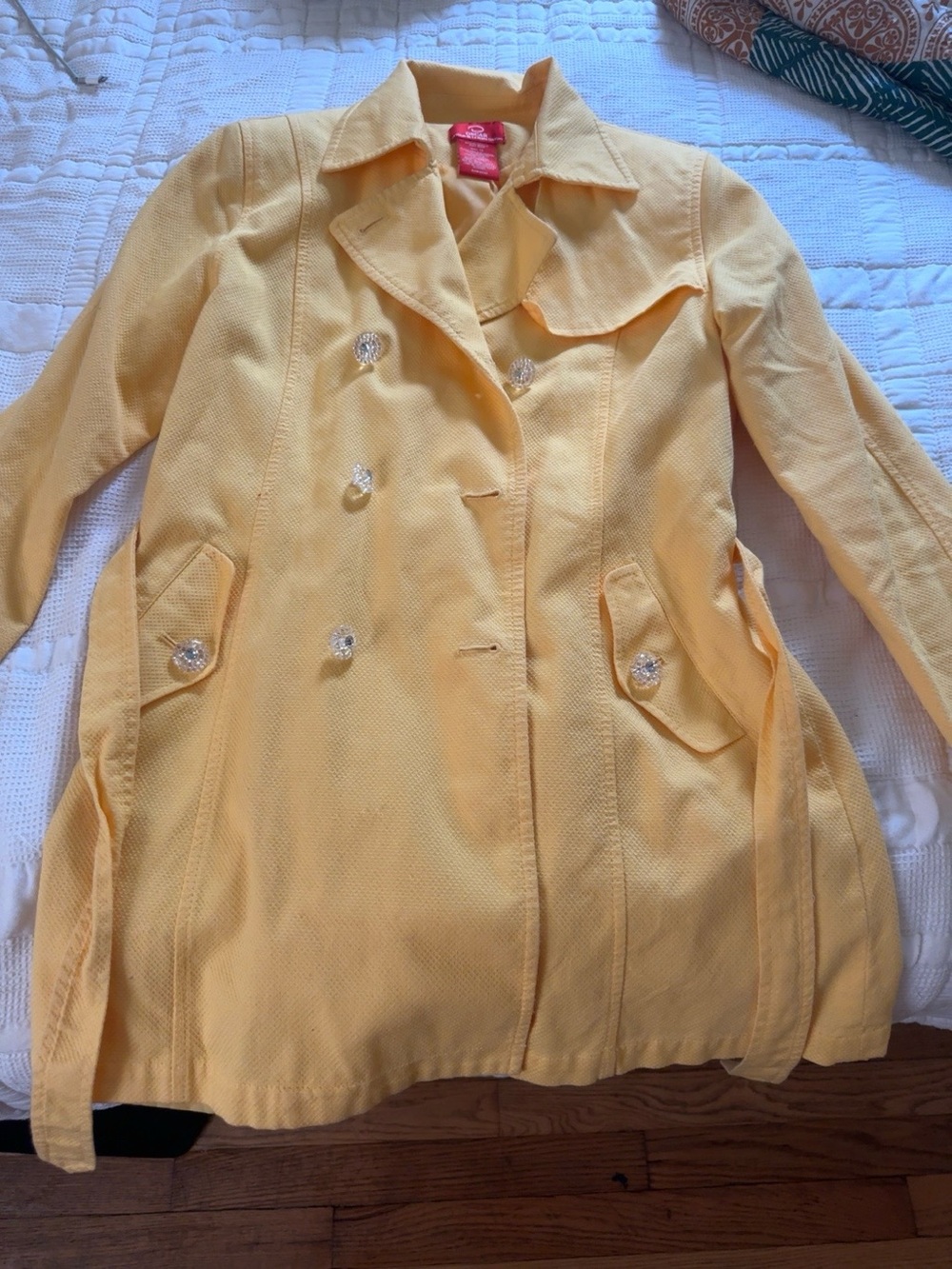 Oscar de la Renta Light Yellow Double-Breasted Trench Coat